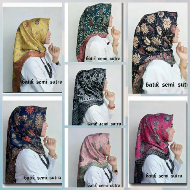 Hijab segiempat motif batik semi sutra