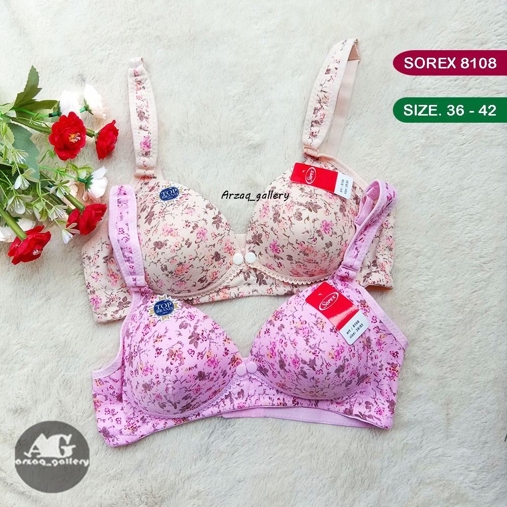 Bra Sorex Art. 8108 Menyusui Motif Bunga Cantik | 8108 Tanpa Kawat Kait 3 Busa Sedang | Bra Wanita  | Bh Wanita | Pakaian Dalam Wanita