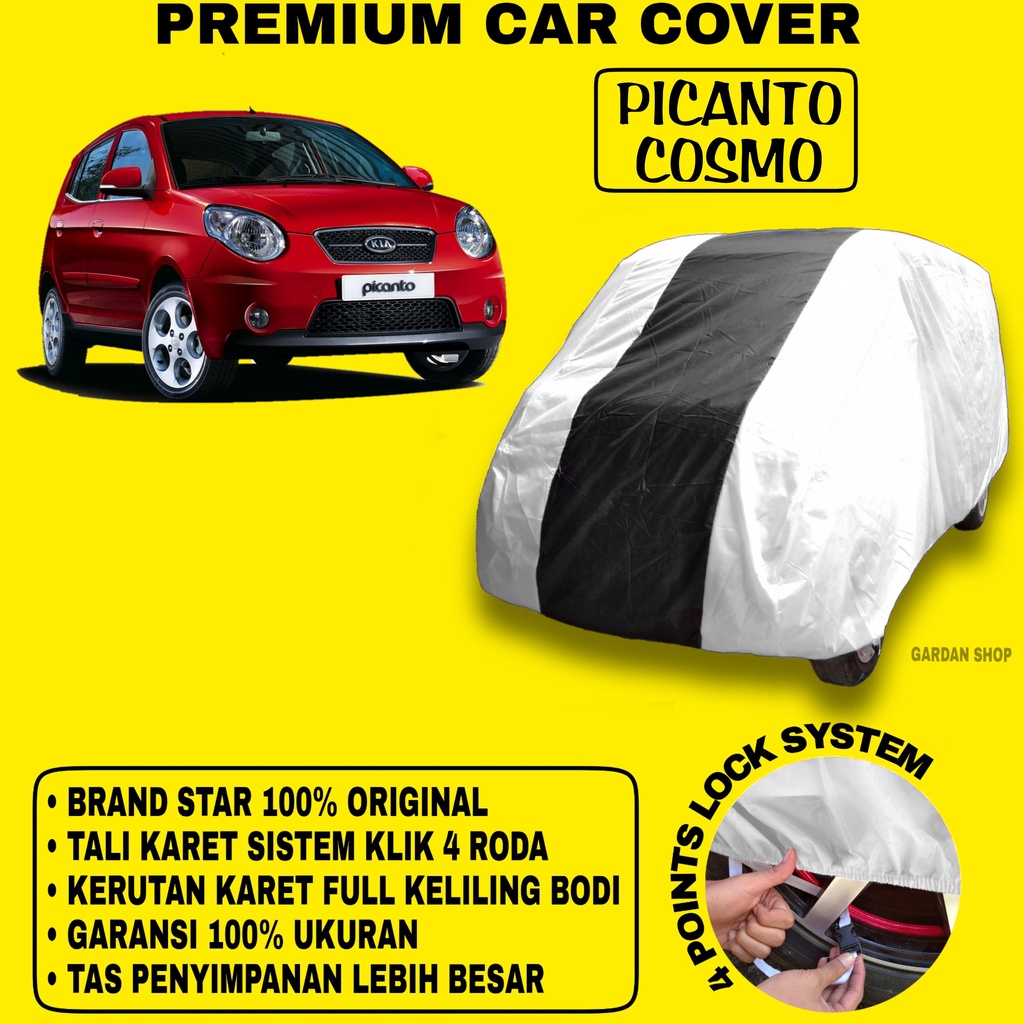 Body Cover PICANTO COSMO SILVER HITAM Penutup Bodi Mobil Picanto Cosmo Waterproof PREMIUM