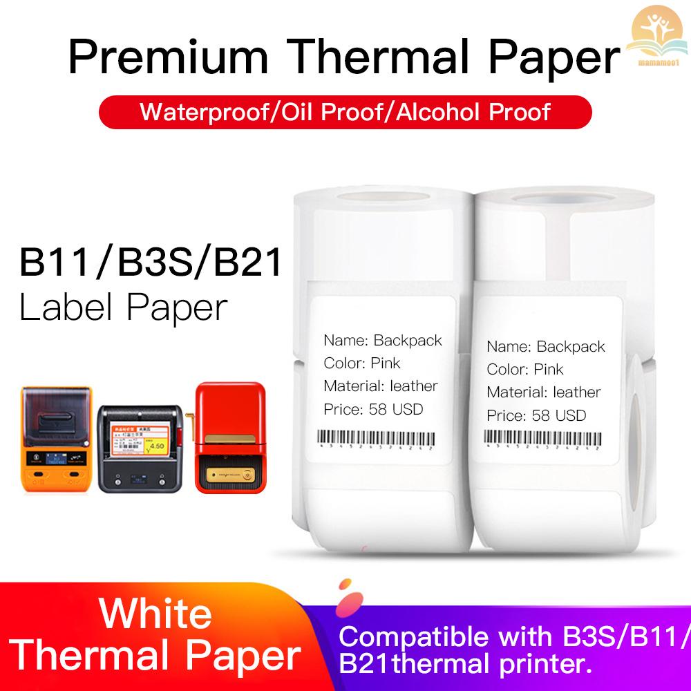 Niimbot White Blank Thermal Printing Paper Roll Barcode Price Size Name Label Paper Waterproof Oil-Proof Tear Resistant 40*20mm 320sheets/roll for B3S/B11 Thermal Printer for Home Organizer Supermarket Warehouse