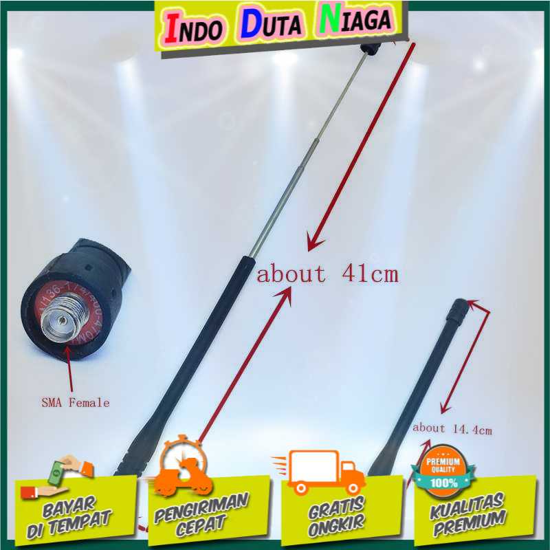 IDN TECH - Pofung Antena SMA-F UHF/VHF 136-174/400-470 MHz for UV-5R UV-82