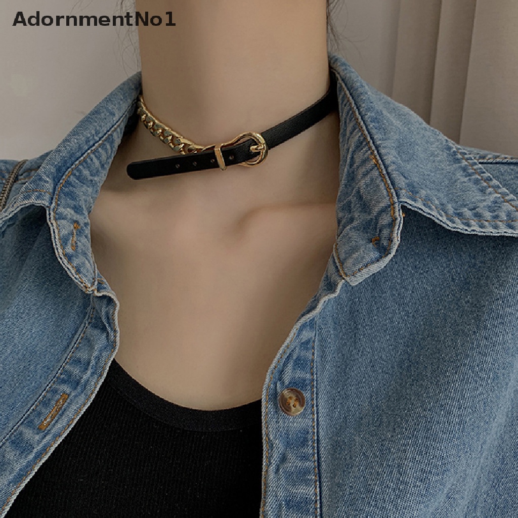 (AdornmentNo1) Kalung Choker Kulit PU Gaya Punk Untuk Wanita