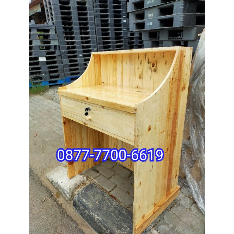 meja kasir mini, meja kasir kayu, meja resepsionis,meja kasir murah