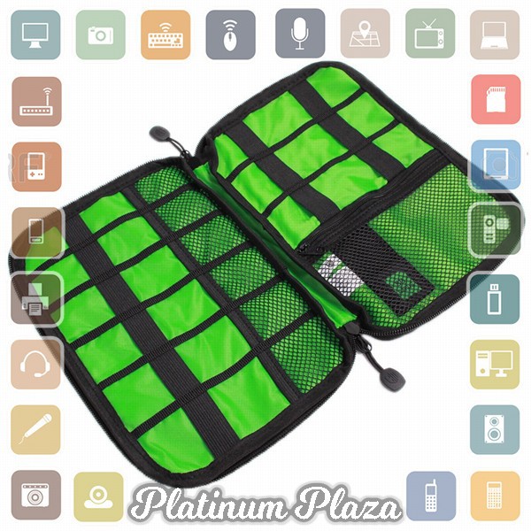 BUBM Gadget Organizer Bag Portable Case - DIS-L - Black/Green`6AIP8K-