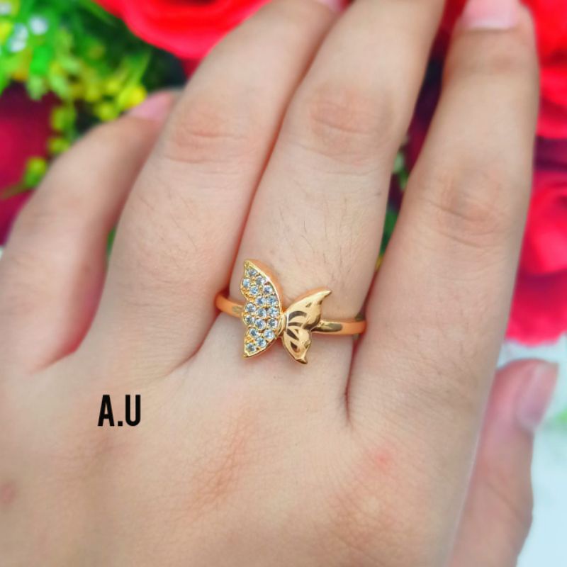 Cincin Dewasa Permata Simpel Perhiasan Wanita Gold Remaja (COD)