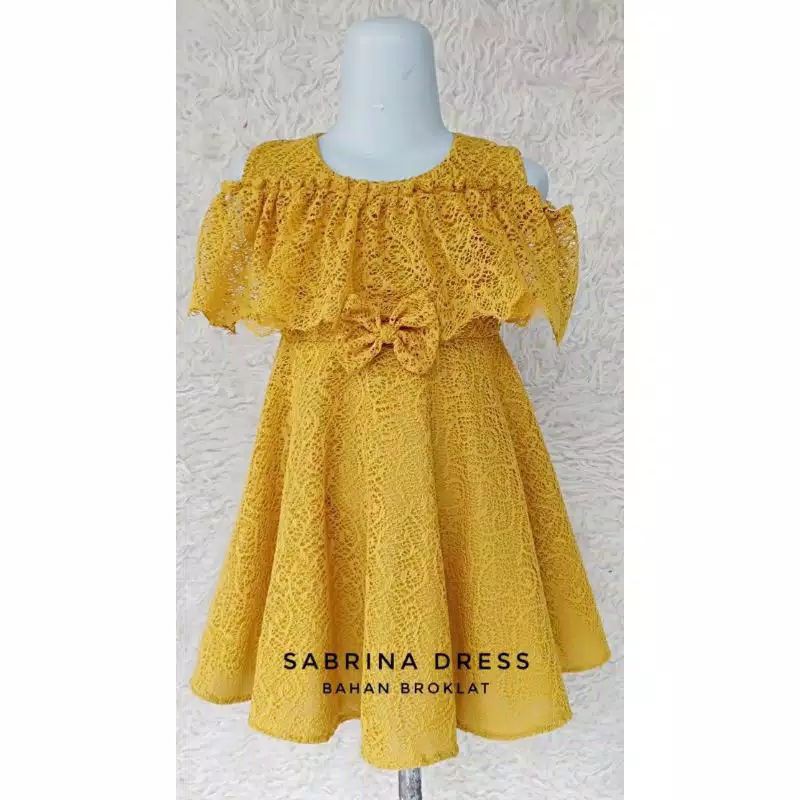 DRESS ANAK & DEWASA "SABRINA BROKAT" WARNA BIRU MUDA