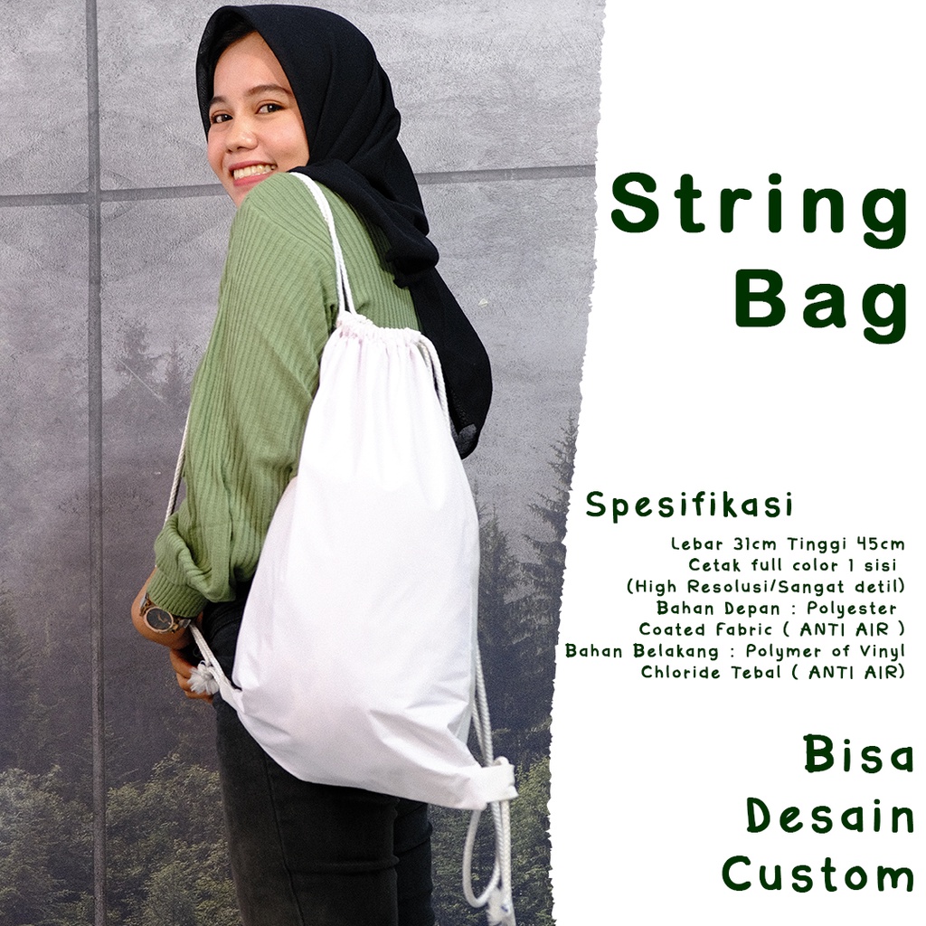String Bag Tas Serut Pria Wanita Motif Desain Custom Murah