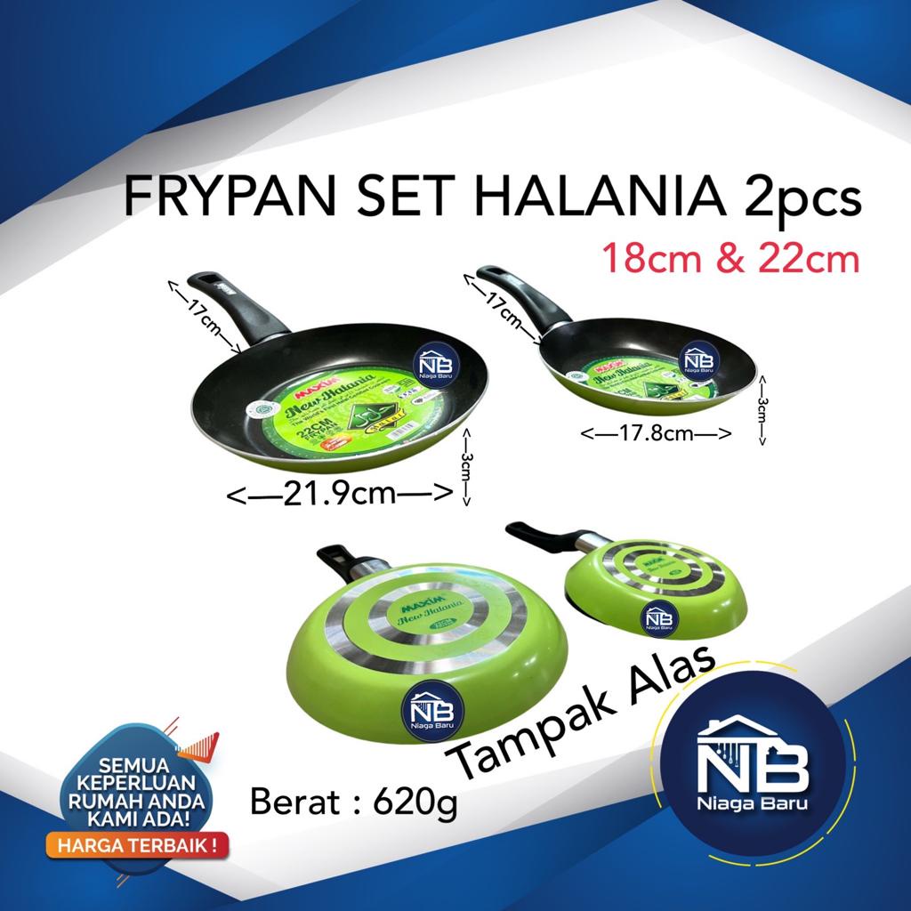 Teflon Maxim Hijau New Halania 2 Set Hijau (18CM + 22CM)