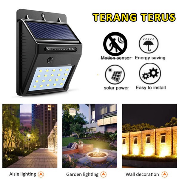 Lampu LED Taman Tembok Dinding Solar Tembok Pagar Tenaga Matahari Surya Sensor Otomatis Outdor 30led