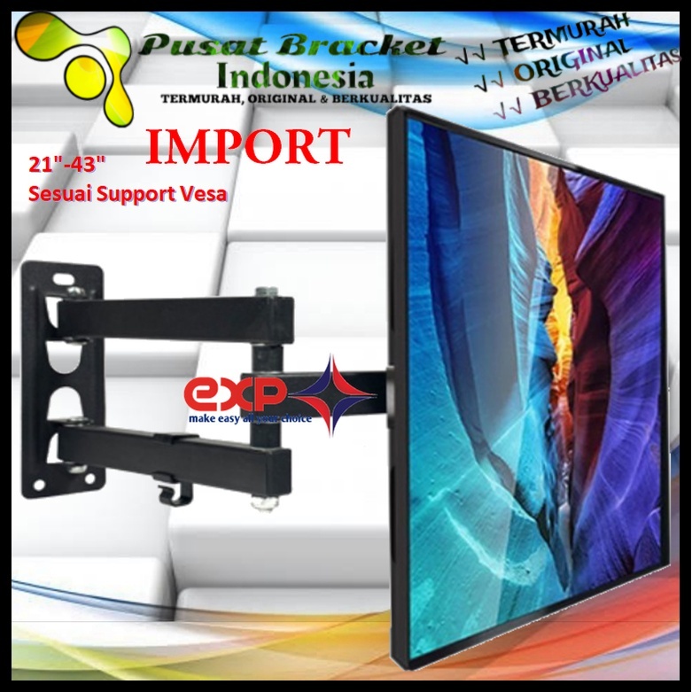 Bracket TV POLYTRON 14 s/d 40 inch 6 ARAH FULL BESI SUPER KOKOH GARANSI 100% ORI