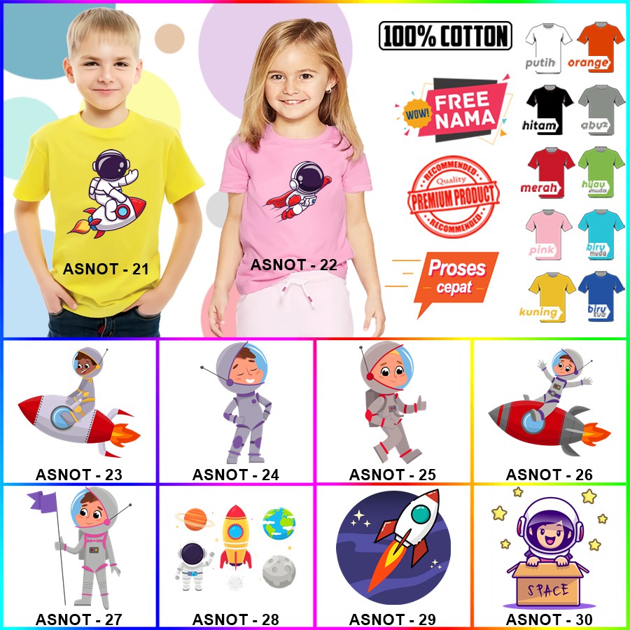 Kaos Ulang Tahun Astronot Astronout ultah COUPLE ANAK DAN DEWASA