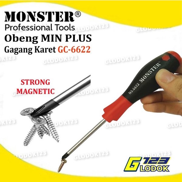 Obeng Min Plus Kembang Bolak Balik Screwdriver Magnet Gagang Karet