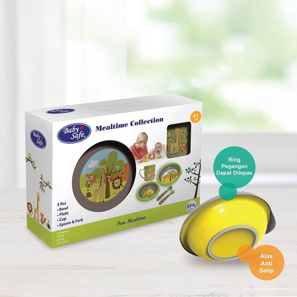 Baby Safe Set Mealtime Collection Tempat Makan Bayi Piring Mangkuk Sendok Gelas FS500