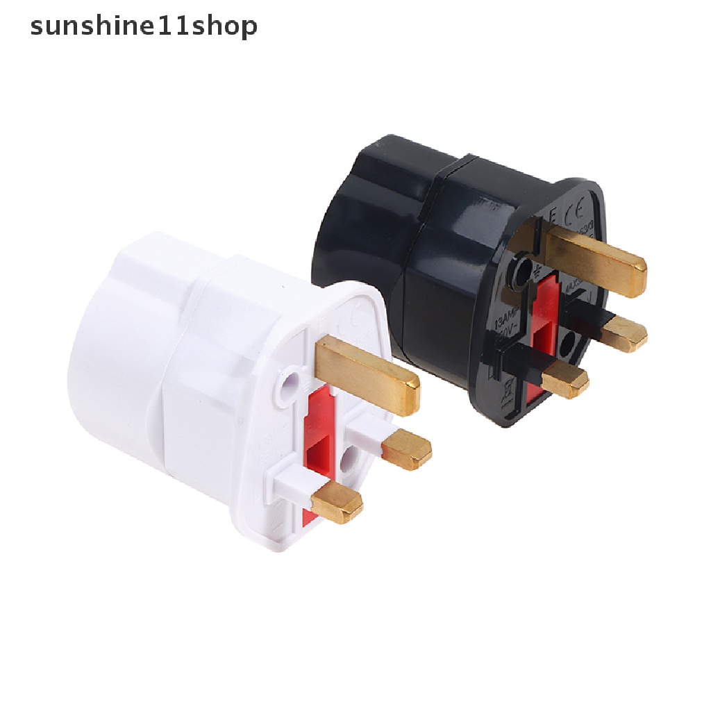 Sho Adapter Konverter Euro 2 Pin Ke UK 3 Pin Plug AC Universal Untuk Travel