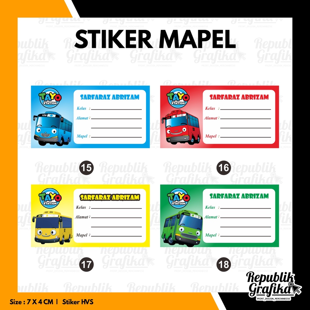 (Isi 20 lbr) STIKER MAPEL - LABEL BUKU PELAJARAN SEKOLAH - STIKER MATA PELAJARAN