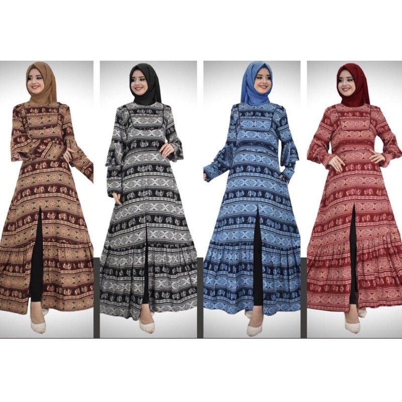 gamis rayon viscose uniqlo linen batik gajah