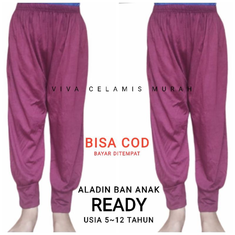 Celana Aladin Anak 5-12 Tahun- Celana Panjang model Joger- Celana Tidur- Celamis- Kaos Rayon Adem