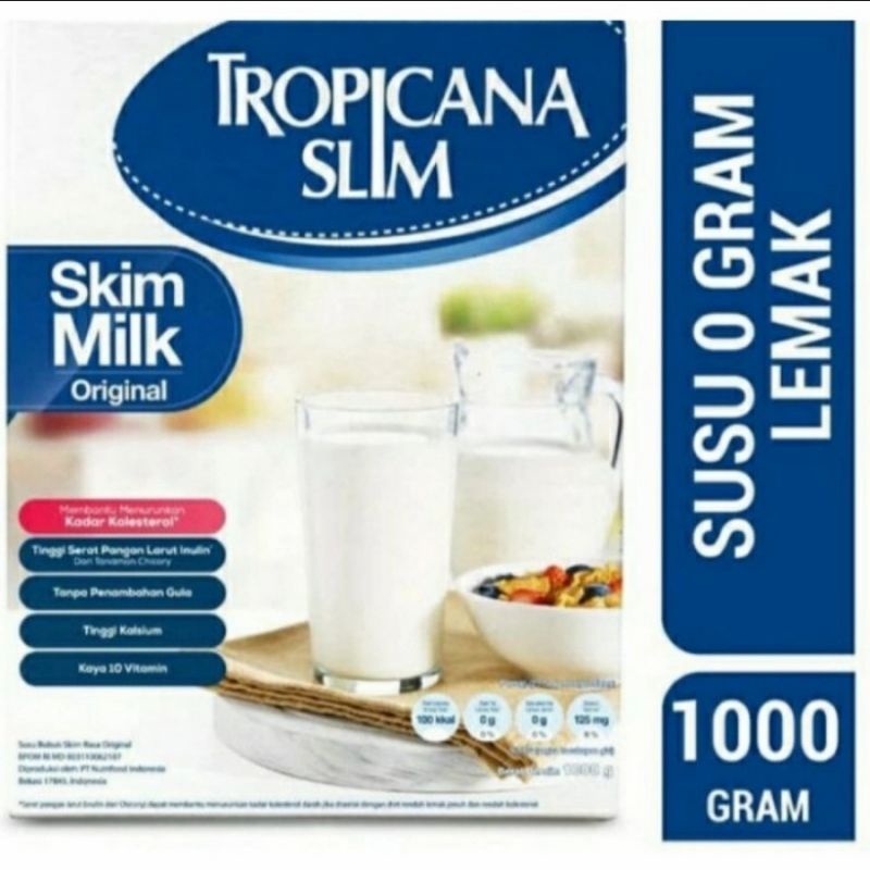

TROPICANA SLIM skim Milk Original 1000gr box susu tanpa lemak