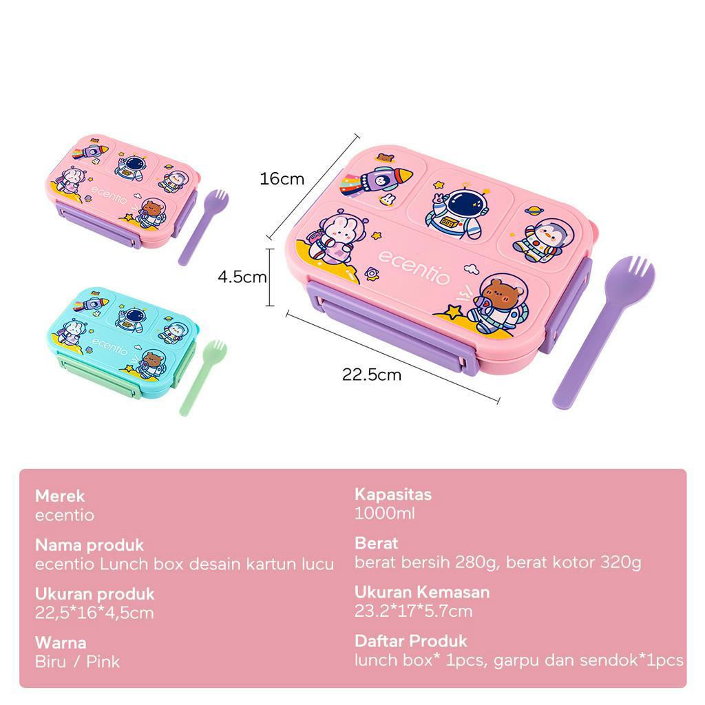 ecentio Kotak Makan Anak Kids Lunch Box Set Premium Rantang Makan Kotak Makan Siang Bento