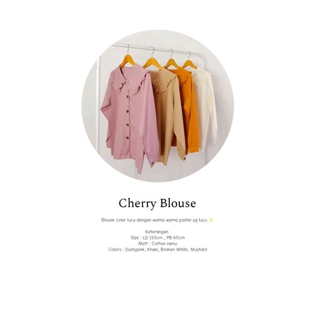 Cherry Blouse Colar ( Kemeja Krah Boneka , Kemeja Korea )