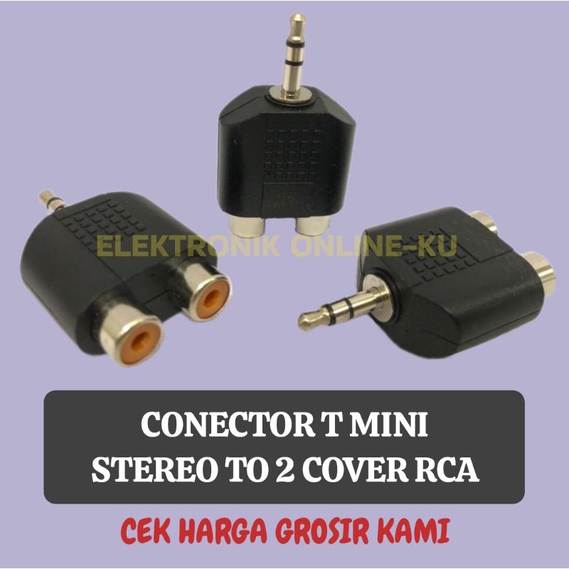 CONECTOR T MINI STEREO TO 2 COVER RCA