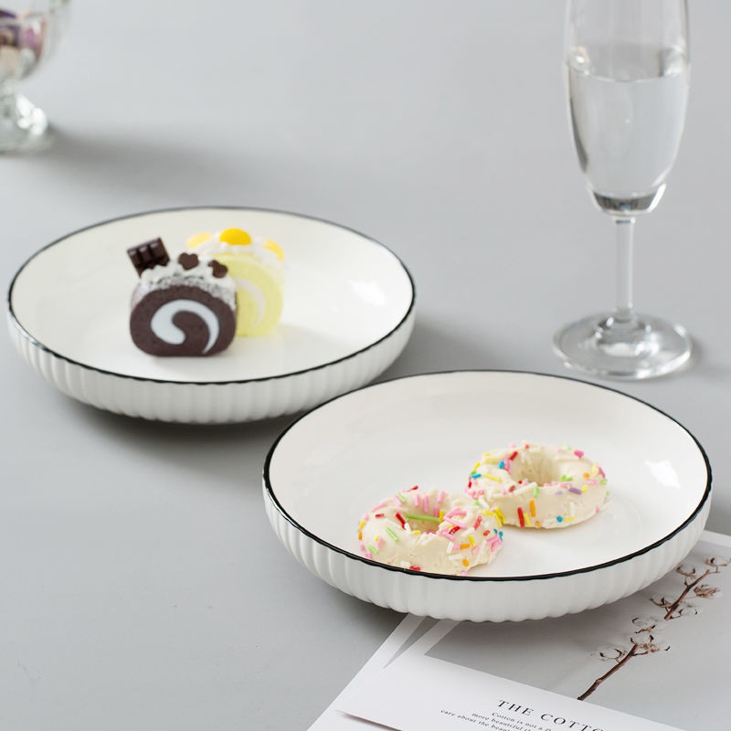 P 96 Piring Keramik Datar Cekung Piring Polos Putih Japan Korea Style-3