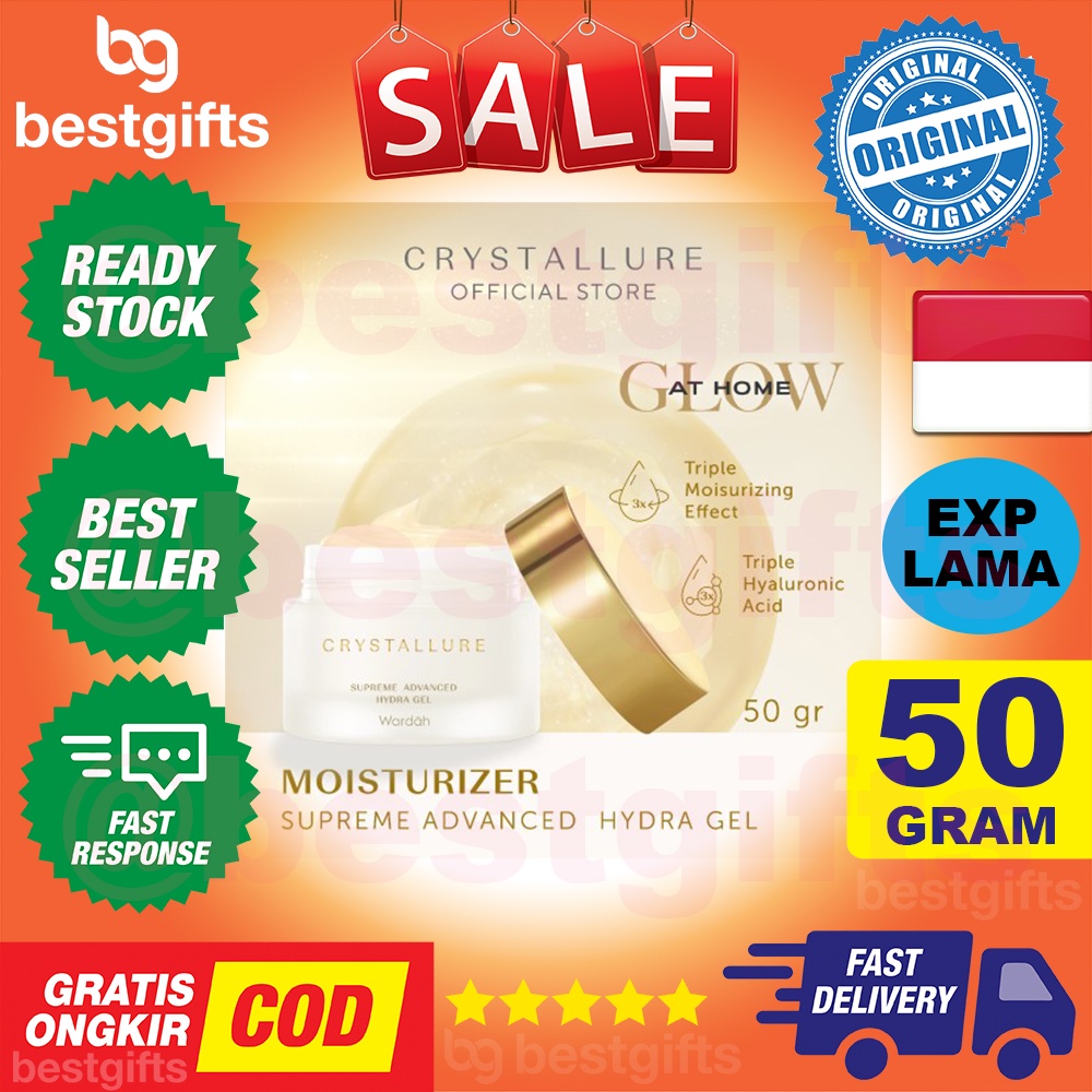 WARDAH CRYSTALLURE SUPREME ADVANCED HYDRA GEL ULTIMATE HYDRATION GEL PELEMBAB WAJAH HIDRASI KULIT 50 GRAM