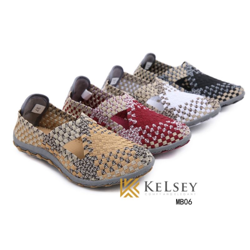 (GRATIS ALAS KAKI) Kelsey Sepatu Rajut Wanita  Kelsey / Sepatu Flat Rajut Wanita  MB06 Flats Shoes Rajut anyaman