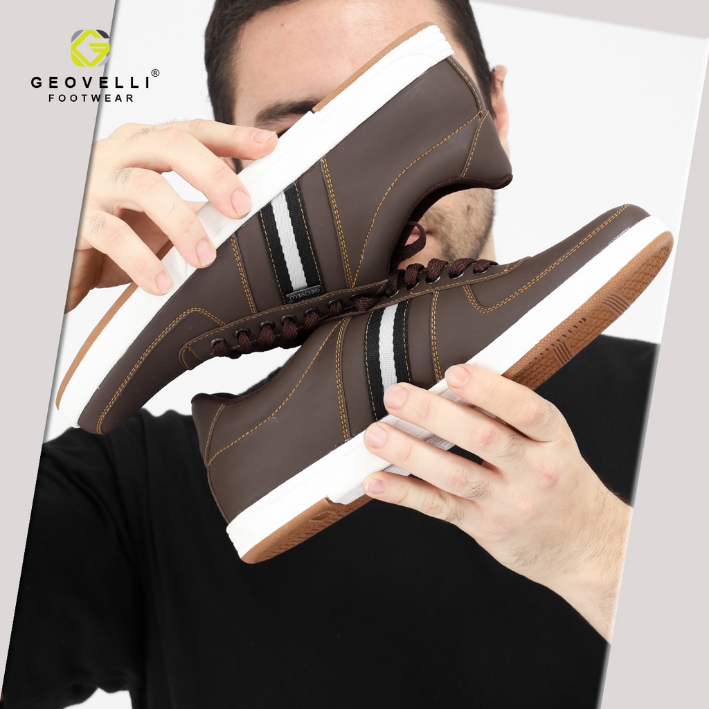 GvlGeovelli 39-43 Warna Coklat Tua - Sepatu Sneakers Casual Sport Sekolah Pria Wanita Geovelli