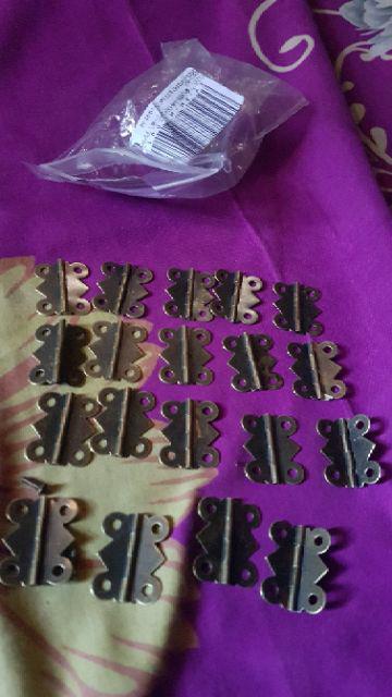 Fhid 20pcs Engsel Kabinet Mini Bentuk Kupu-kupu Bahan Besi