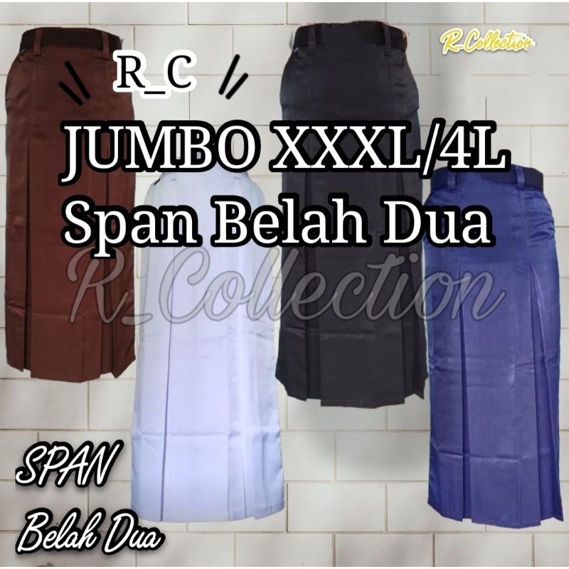 BELAH DUA SUPER JUMBO XXXL/4L &amp; XXXXL/L5 Rok SPAN BELAH DUA Sekolah Kerja Hitam Putih Biru SMP Coklat Pramuka