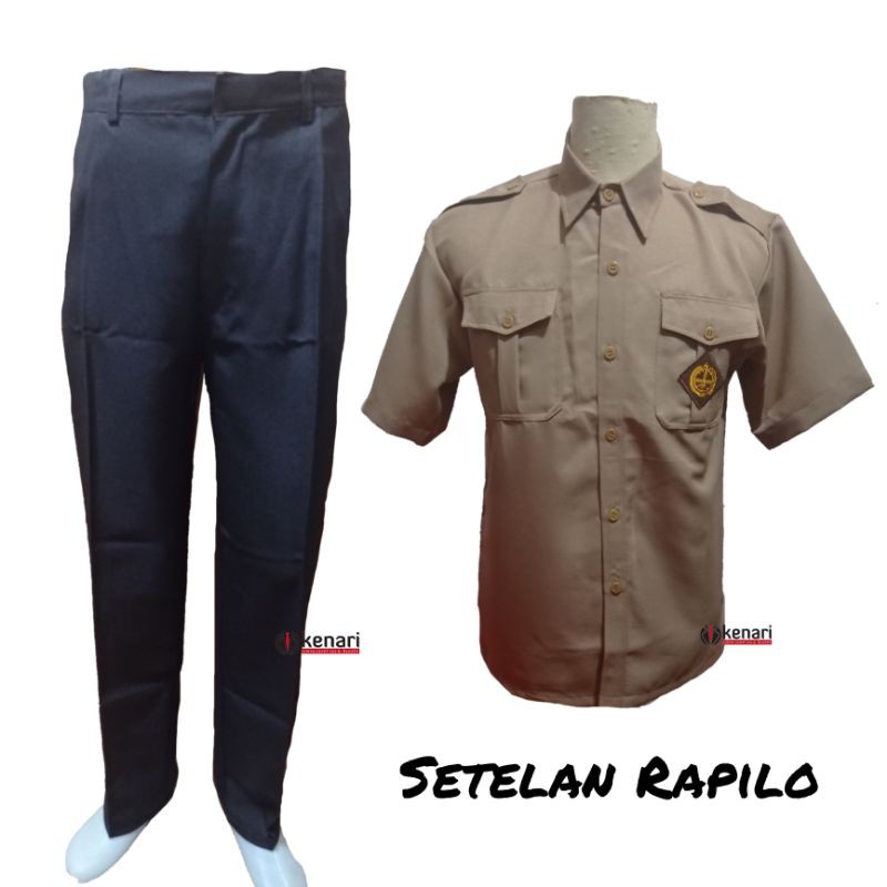 (Rapilo) Setelan Seragam Pramuka Laki-Laki Bahan Licin Seragam Pramuka Pembina Pria Pramuka Guru