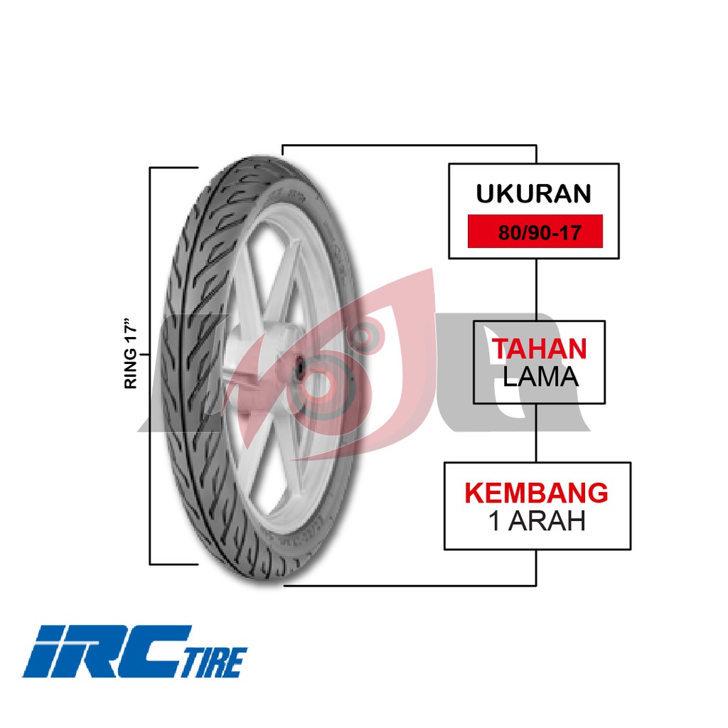 IRC 80/90-17 NR73S Road Sport Ban Tubeless Motor Bebek