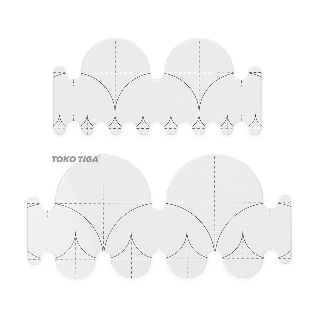 Penggaris Quilting Model Gelombang / Scallop / Half Circle (QTSKCL2)