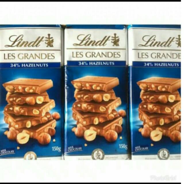 

Lindt Les Grandes 34% Hazelnuts-Milk Chocalte Coklat Impor