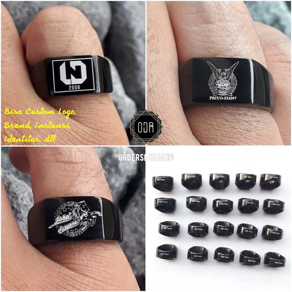 Cincin titanium pria square simple