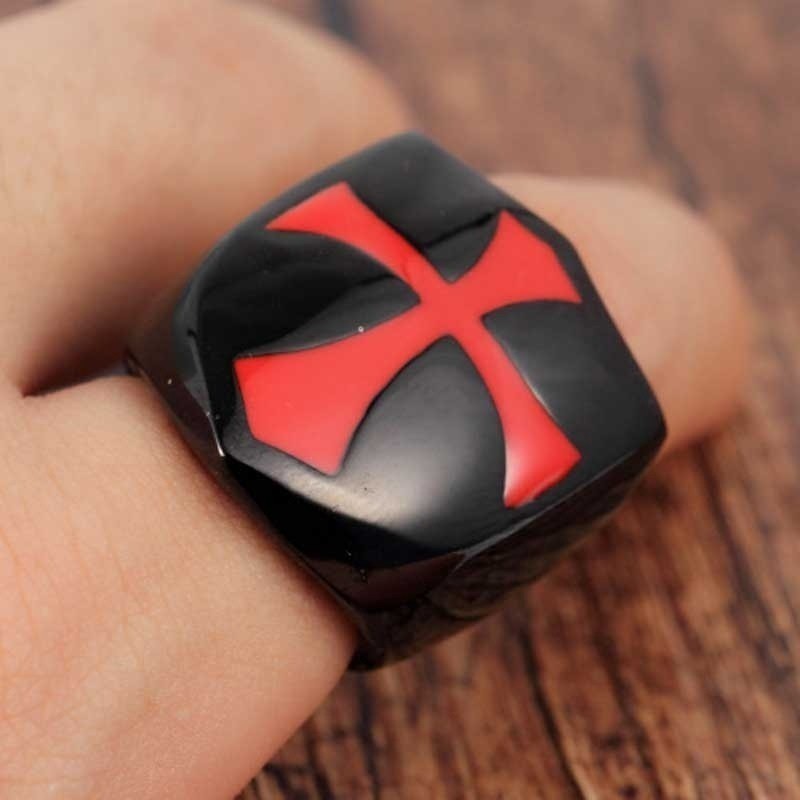 SEUSUK  Vintage Fashion Punk Armor Shield Knight Templar Crusader Cross Ring COD