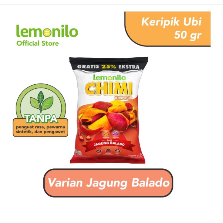 Lemonilo Chimi Keripik Ubi Rasa Jagung Balado 50gr - Keripik Ubi Chimi