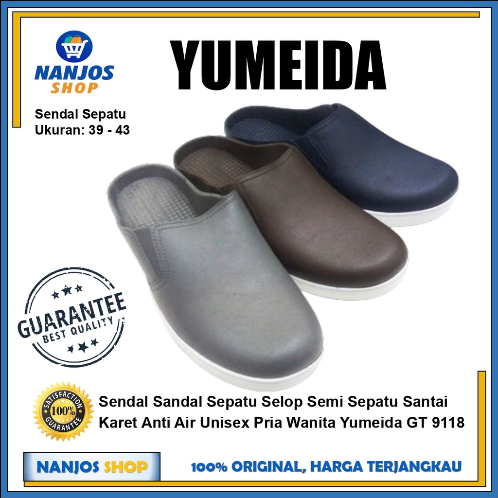 Sendal Sandal Sepatu Selop Semi Sepatu Santai Karet Anti Air Unisex Pria Wanita Yumeida GT 9118