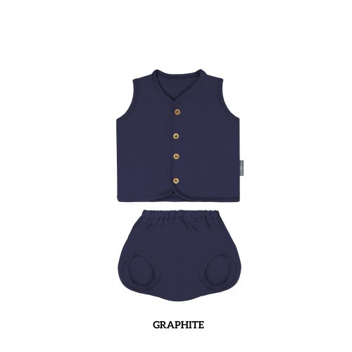 Setelan Kutung Bayi Baju Anak Tanpa Lengan 0-12 Bulan Palmerhaus Button Tee Sleeveless