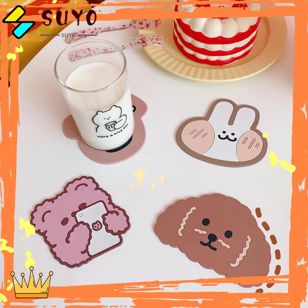 SUYOU New Animal Heat Insulation Mat Cartoon Bowl Pad Non-slip Coasters Insulation Cute Family Office Table Padding Placemat Tea Cup Milk Mug Coffee Cup Cup Mats