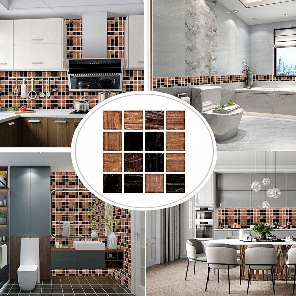 Nanas 10Pcs Stiker Dinding Kamar Mandi Mode Removable Tahan Air Stiker Ubin Mosaik