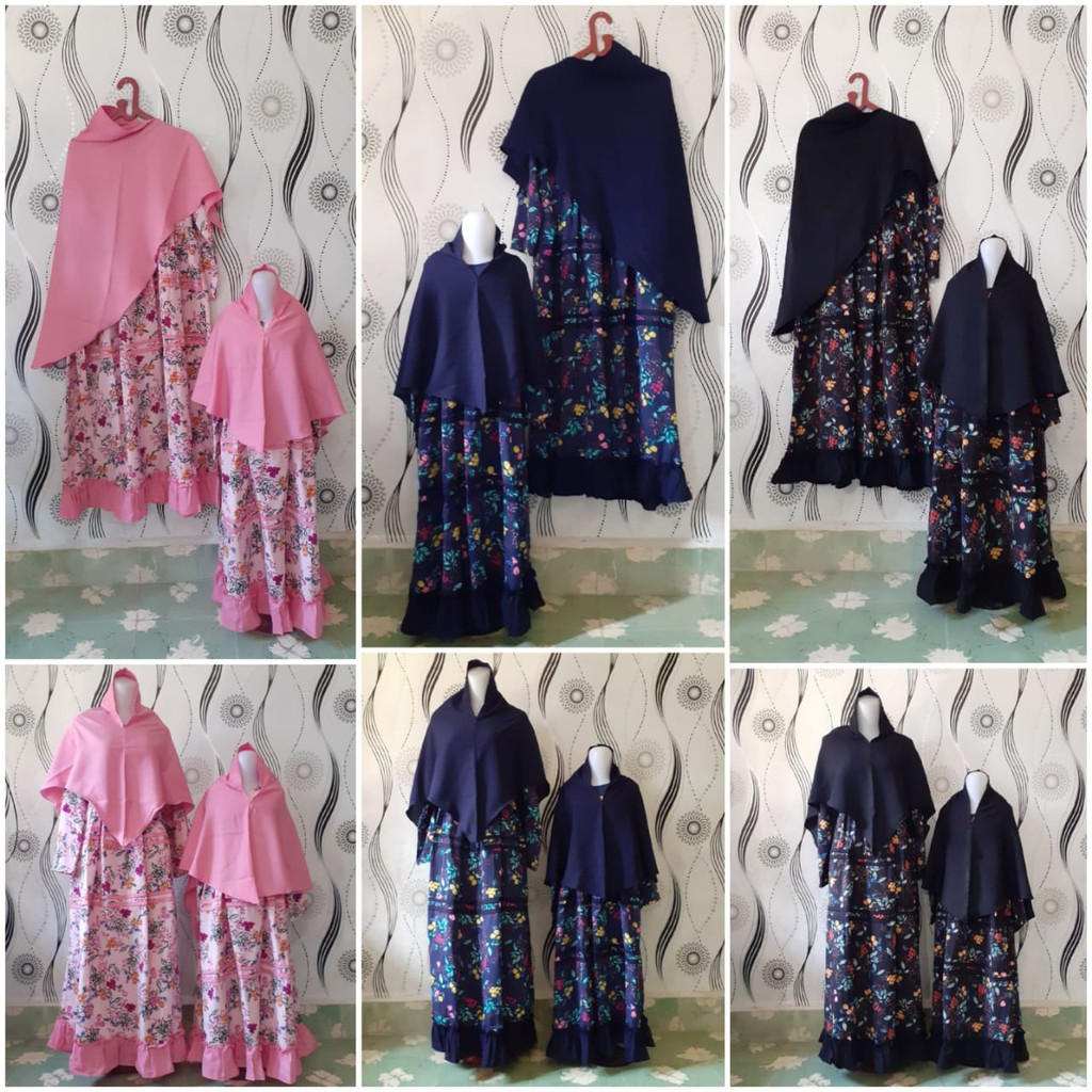 [COD] Baju Gamis Couple Anak Perempuan dan Ibu Lengkap dengan Jilbab