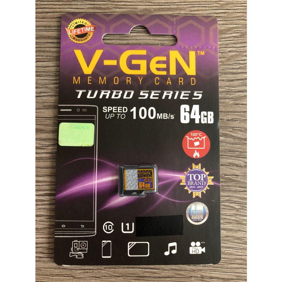 Micro SD V-GeN 64GB Class 10 TURBO 100MB/s - Non Adaptor Memory Card