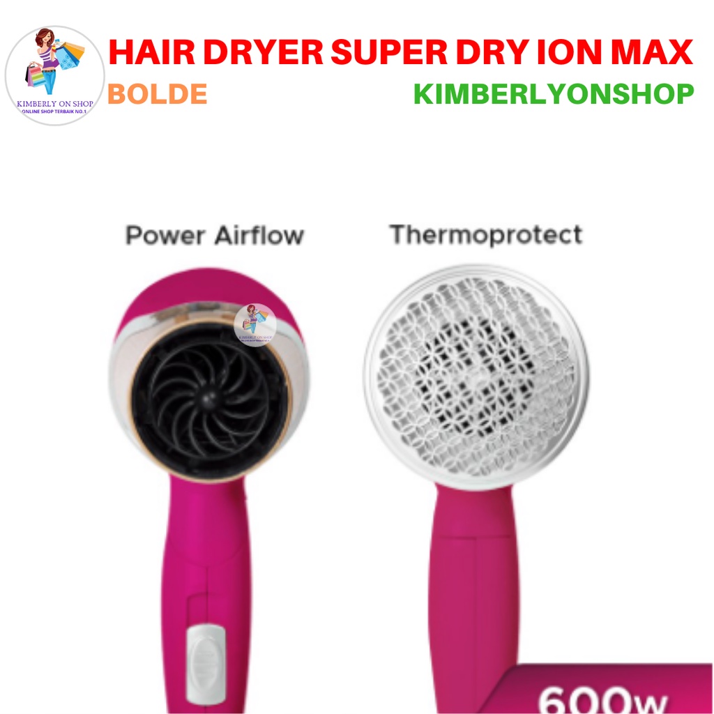 Hair Dryer Super Dry Ion Max Bolde Penggering Rambut