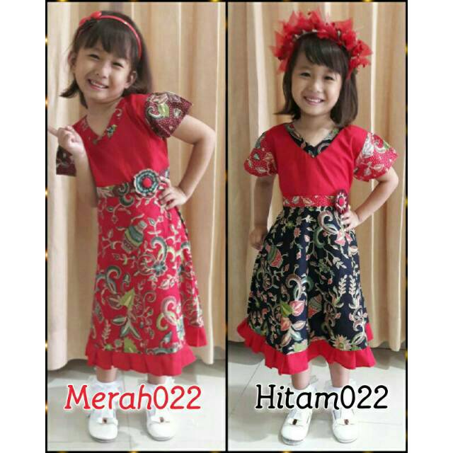 Dress Terusan 022 042 221 Batik Gaun Anak Noni Bunga Seragam Keluarga Katun