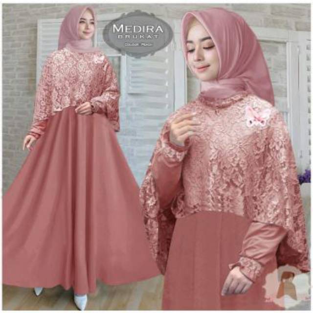 Gamis Medira syari ori Ep - gamis friendly jumbo - gamis big size murah - maxi brukat size jumbo