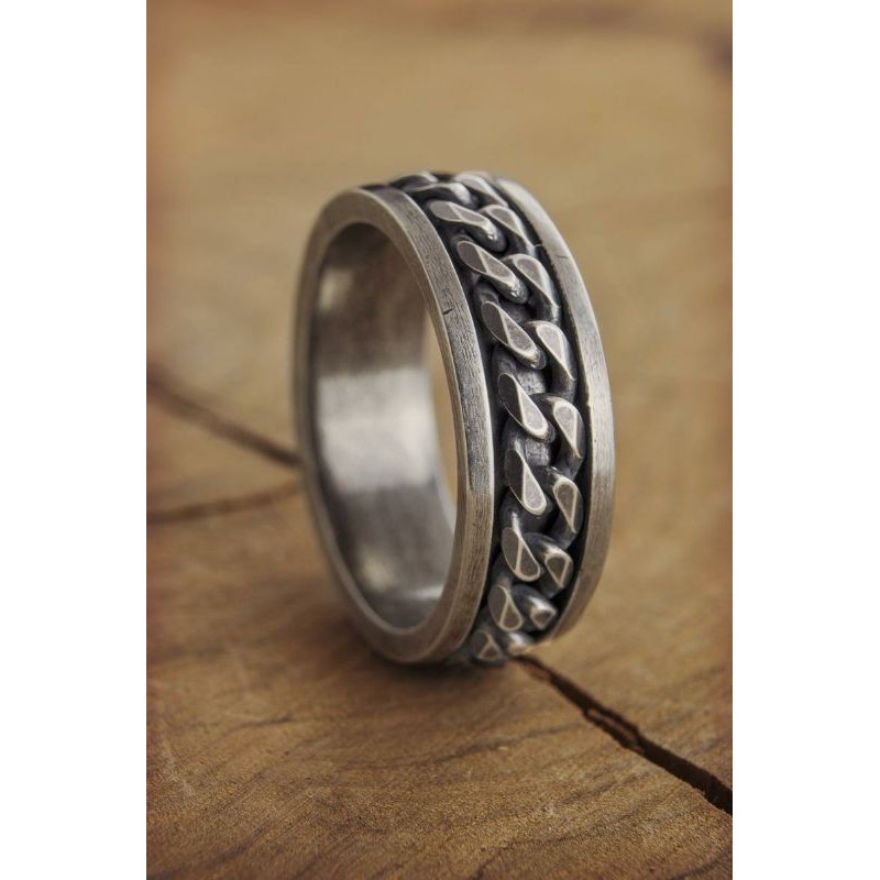Cincin Pria Casual Hitam Oxide Perak 925 Sterling Silver Rm.03