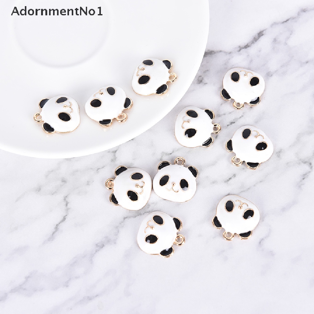 (AdornmentNo1) 10pcs / Set Liontin Enamel Bentuk Panda Bahan Alloy Untuk Kerajinan Tangan DIY Charms