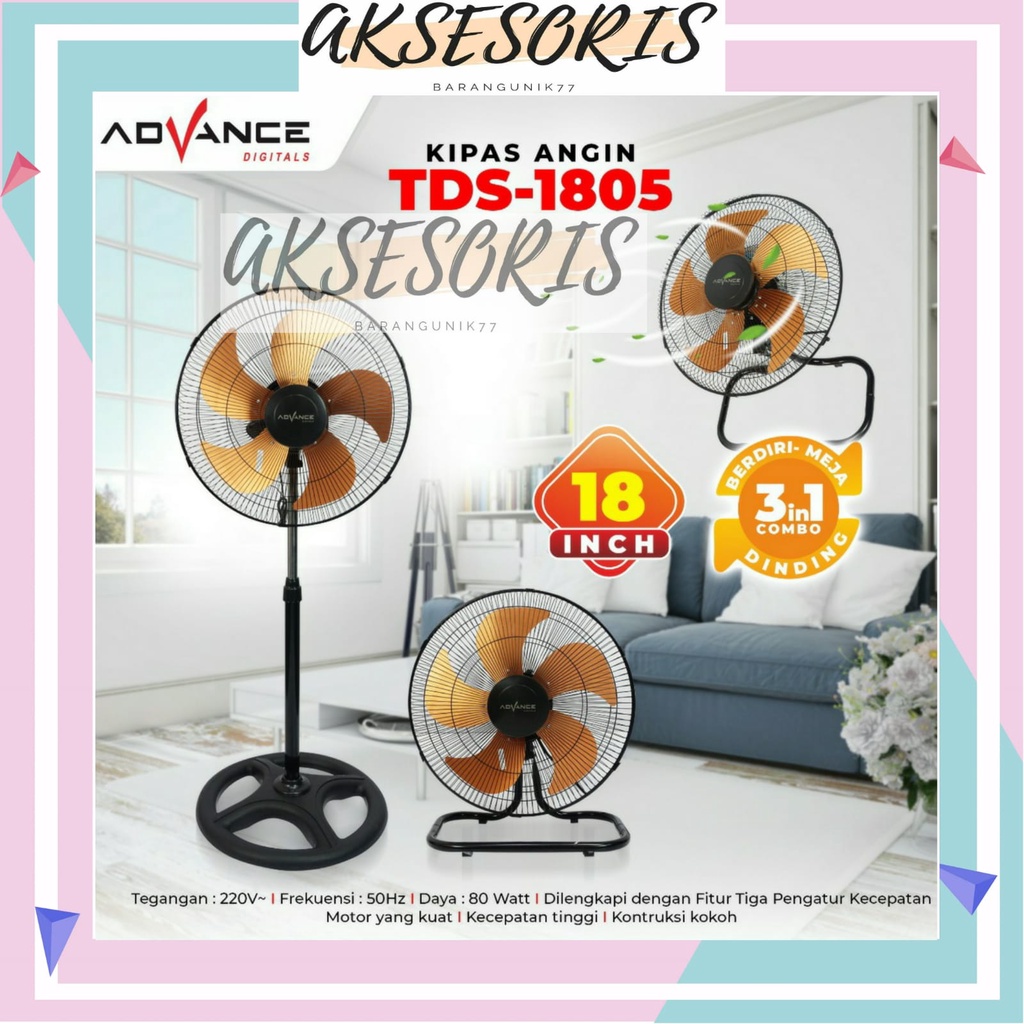 KIPAS ANGIN ADVANCE TDS-18 18INCH FAN MULTIFUNGSI 3IN1